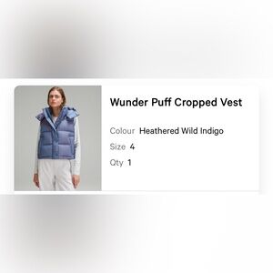 lululemon athletica Heathered Wild Indigo Wunder Puff Cropped Vest